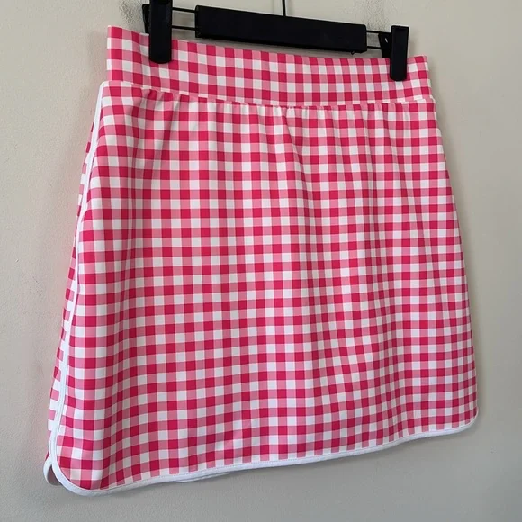 J.Crew Pink White Gingham Plaid High Rise Active Skort Size Small - Picture 5 of 10